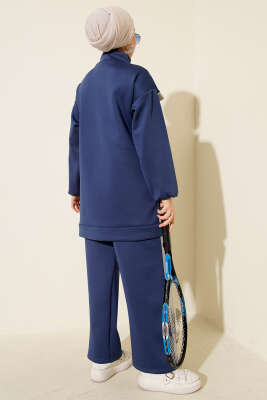 Biyeli Şeritli Scuba İkili Takım Lacivert - İkili Takım