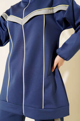 Biyeli Şeritli Scuba İkili Takım Lacivert - İkili Takım