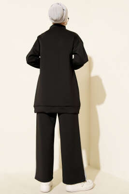 Biyeli Şeritli Scuba İkili Takım Siyah - Scuba Ürünler