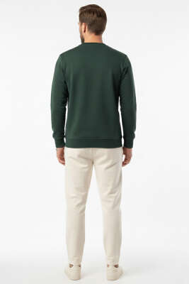 Blok Renkli Selanik Erkek Sweatshirt Nefti - Erkek Sweatshirt