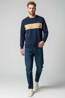 Blok Renkli Selanik Erkek Sweatshirt Parlement - BESSE