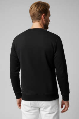 Blok Renkli Selanik Erkek Sweatshirt Siyah - Yeni Erkek Giyim