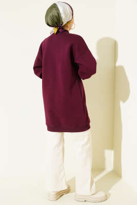 Boğazlı Balon Kollu Mürdüm Tunik - Tunik