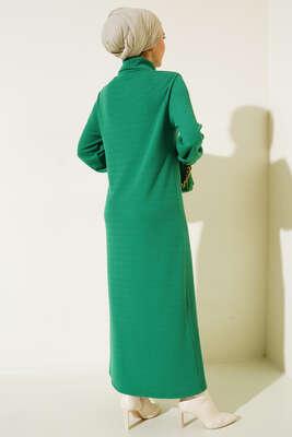 Boğazlı Elbise Yeşil - Thumbnail