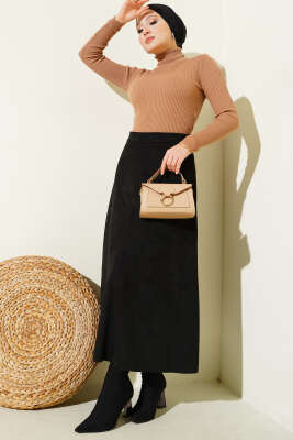 Boğazlı Fitilli Triko Kazak Latte - Yılın Fırsatı