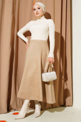 Boğazlı Fitilli Triko Kazak Taş - Triko Kazak