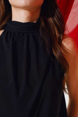 Boğazlı Kolsuz Sandy Bluz Siyah - Kadın Giyim Modelleri