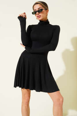 Boğazlı Loyşa Midi Elbise Siyah - Kadın Giyim Modelleri