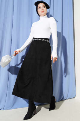 Boğazlı Parmak Geçirmeli Triko Kazak Ekru - Triko Kazak