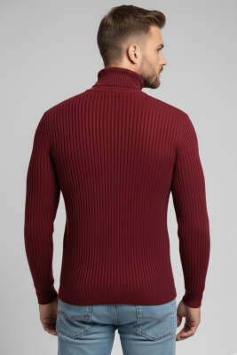 Boğazlı Triko Erkek Kazak Bordo - Erkek Kazak