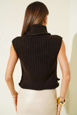 Boğazlı Triko Süveter Acı Kahve - Kadın Giyim Modelleri