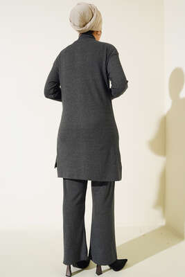 Boğazlı Yırtmaçlı İkili Takım Antrasit - İKİLİ TAKIM