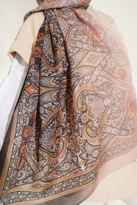 Bohem Esintili Şal Antrasit - Başörtüsü