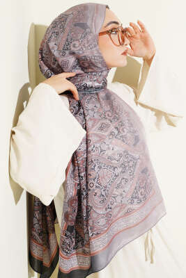 Bohem Esintili Şal Kahve - Başörtüsü