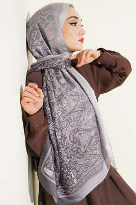 Bohem Esintili Şal Kayrak Grisi - Başörtüsü