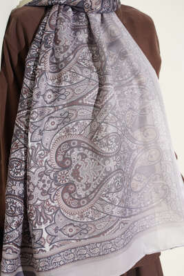 Bohem Esintili Şal Kayrak Grisi - Başörtüsü