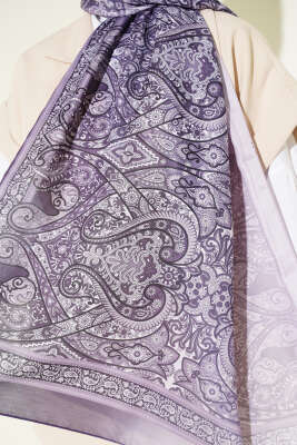 Bohem Esintili Şal Lila - Başörtüsü