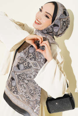 Bohem Esintili Şal Siyah - Başörtüsü