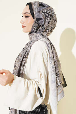 Bohem Esintili Şal Siyah - Başörtüsü