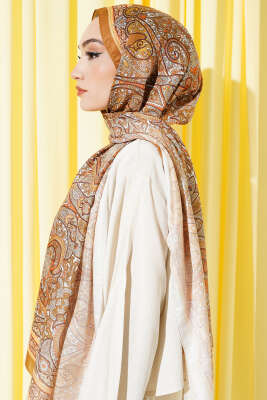 Bohem Esintili Şal Yağ Yeşili - Başörtüsü