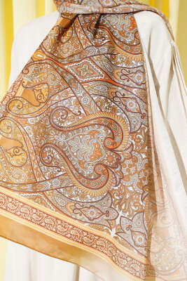 Bohem Esintili Şal Yağ Yeşili - Başörtüsü