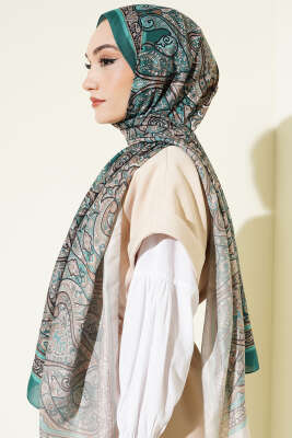 Bohem Esintili Şal Zümrüt - Başörtüsü