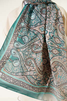 Bohem Esintili Şal Zümrüt - Başörtüsü