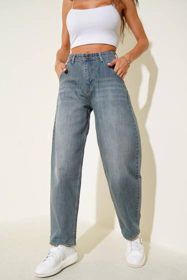 Bol Paça Baggy Kot Pantolon Kahve Tint - Kadın Giyim Modelleri