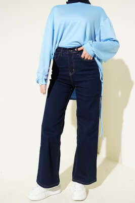 Bol Paça Cepli Kot Pantolon Lacivert - FİXAY