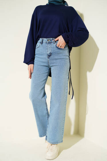 Bol Paça Cepli Kot Pantolon Mavi - 500-700 TL Ürünler