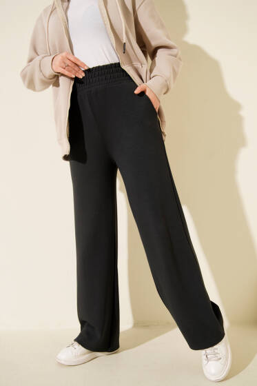 Bol Paça Geniş Bel Lastikli Pantolon Antrasit - Günün Seçilenleri