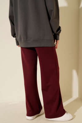Bol Paça Geniş Bel Lastikli Pantolon Bordo - Günün Seçilenleri