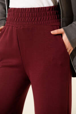 Bol Paça Geniş Bel Lastikli Pantolon Bordo - Günün Seçilenleri