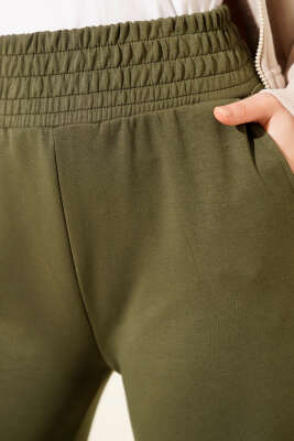 Bol Paça Geniş Bel Lastikli Pantolon Haki - Günün Seçilenleri