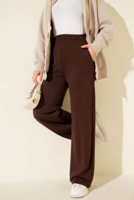 Bol Paça Geniş Bel Lastikli Pantolon Kahve - Günün Seçilenleri