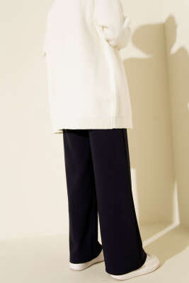 Bol Paça Geniş Bel Lastikli Pantolon Lacivert - Günün Seçilenleri