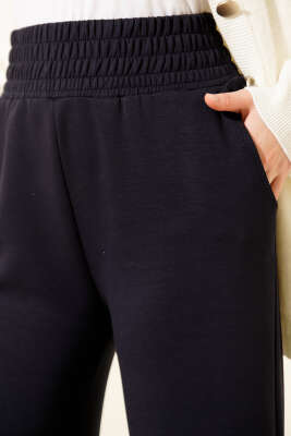 Bol Paça Geniş Bel Lastikli Pantolon Lacivert - Günün Seçilenleri