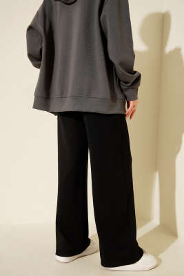 Bol Paça Geniş Bel Lastikli Pantolon Siyah - Yılın Fırsatı