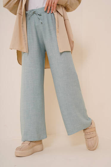 Bol Paça Keten Pantolon Mint - Pantolon