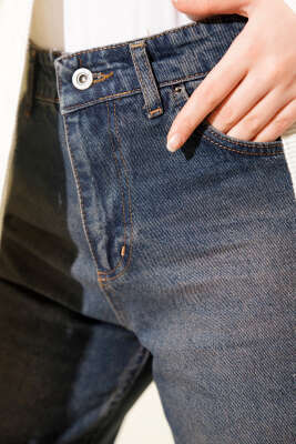 Bol Paça Kot Kahve Tint Pantolon - Pantolon