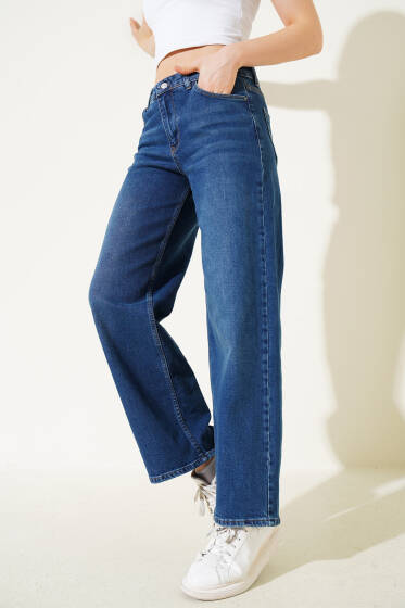 Bol Paça Kot Palazzo Pantolon Kot - Yeni Giyim