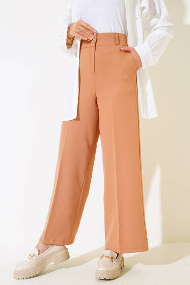 Bol Paça Kumaş Pantolon Latte - Pantolon