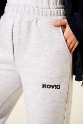 Bol Paça Lastikli Üç İplikli Pantolon Gri - Pantolon