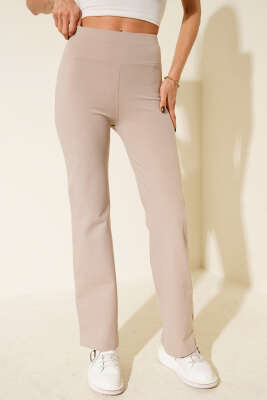 Bol Paça Loyşa Pantolon Bej - Yılın Fırsatı