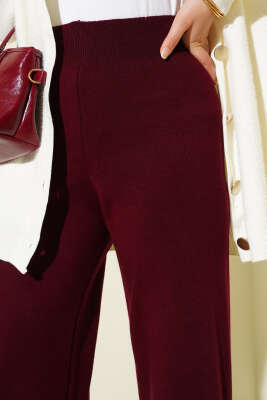 Bol Paça Triko Pantolon Bordo - Pantolon