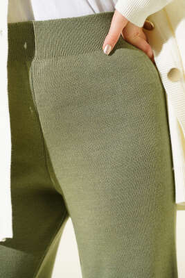 Bol Paça Triko Pantolon Çağla Yeşili - Pantolon