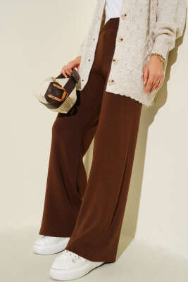 Bol Paça Triko Pantolon Kahve 