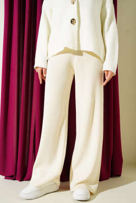 Bol Paça Triko Pantolon Krem - Pantolon