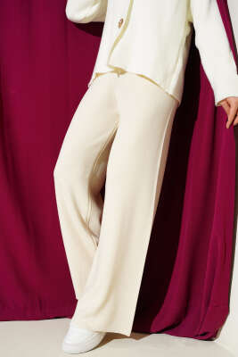 Bol Paça Triko Pantolon Krem 