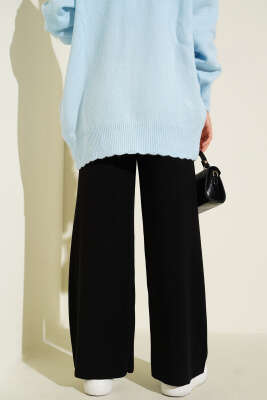 Bol Paça Triko Pantolon Siyah - Yılın Fırsatı